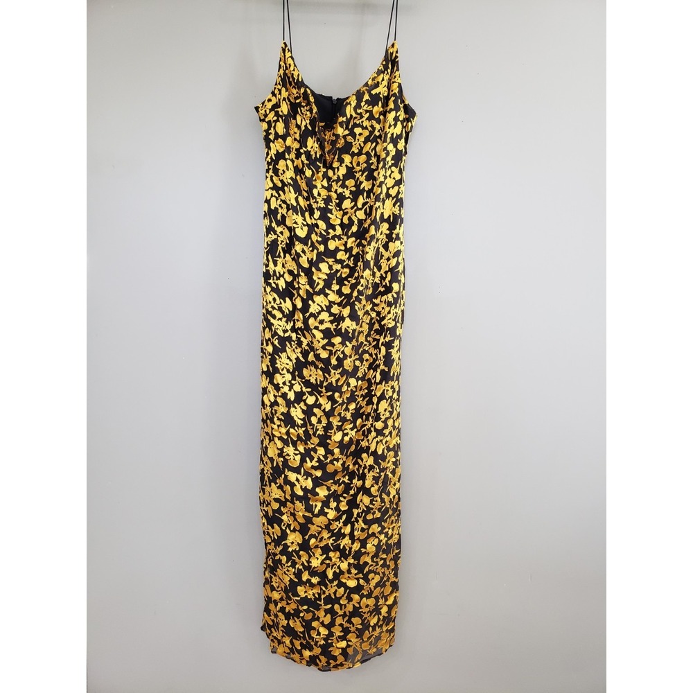 NEW SIZE 2 Burnout Club Monaco Silk Slip Dress‎ Spaghetti Strap y2k gold floral